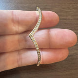 14k Yellow Gold and 1cttw Diamond Solid V Bangle Bracelet 6.5"