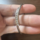 14k White Gold and 1cttw Diamond Solid 20g Heavy Bypass Bangle Bracelet 6.75"