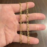 19k Portuguese Yellow Gold 23g Solid Heavy 4.5mm Figaro Link Chain Necklace 21"