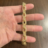 18k Yellow Gold 23.7g Heavy Thick Double Oval Cable Link Bracelet Italy 7.75"
