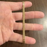 18k Yellow Gold 12g Solid Vintage 5mm Beaded Mirror Bar Link Bracelet 7"