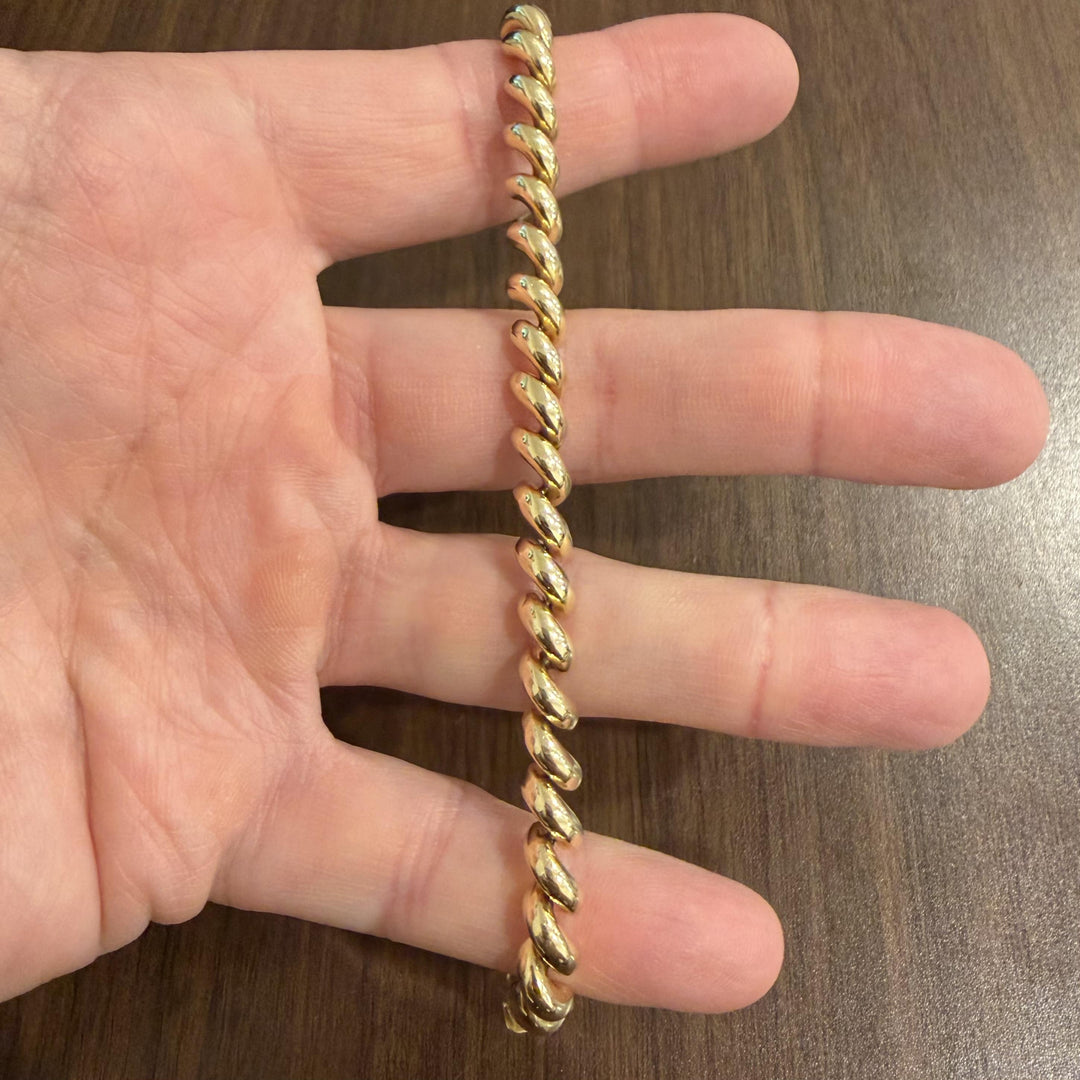 14k Yellow Gold 12.7g Ladies Polished 7mm San Marco Link Bracelet 7.25"