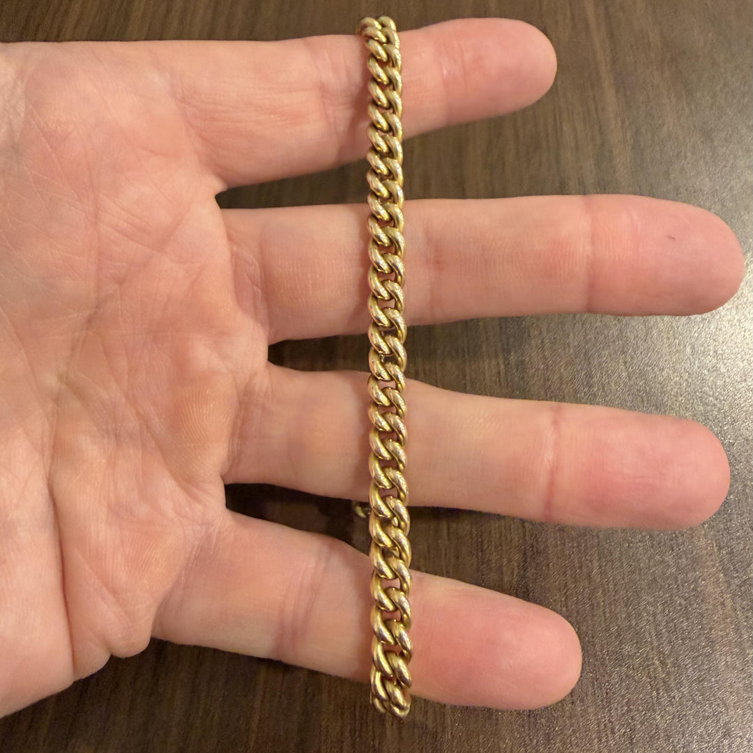 14k Yellow Gold 28.4g Solid Vintage 6mm Ladies Curb Link Bracelet 7"