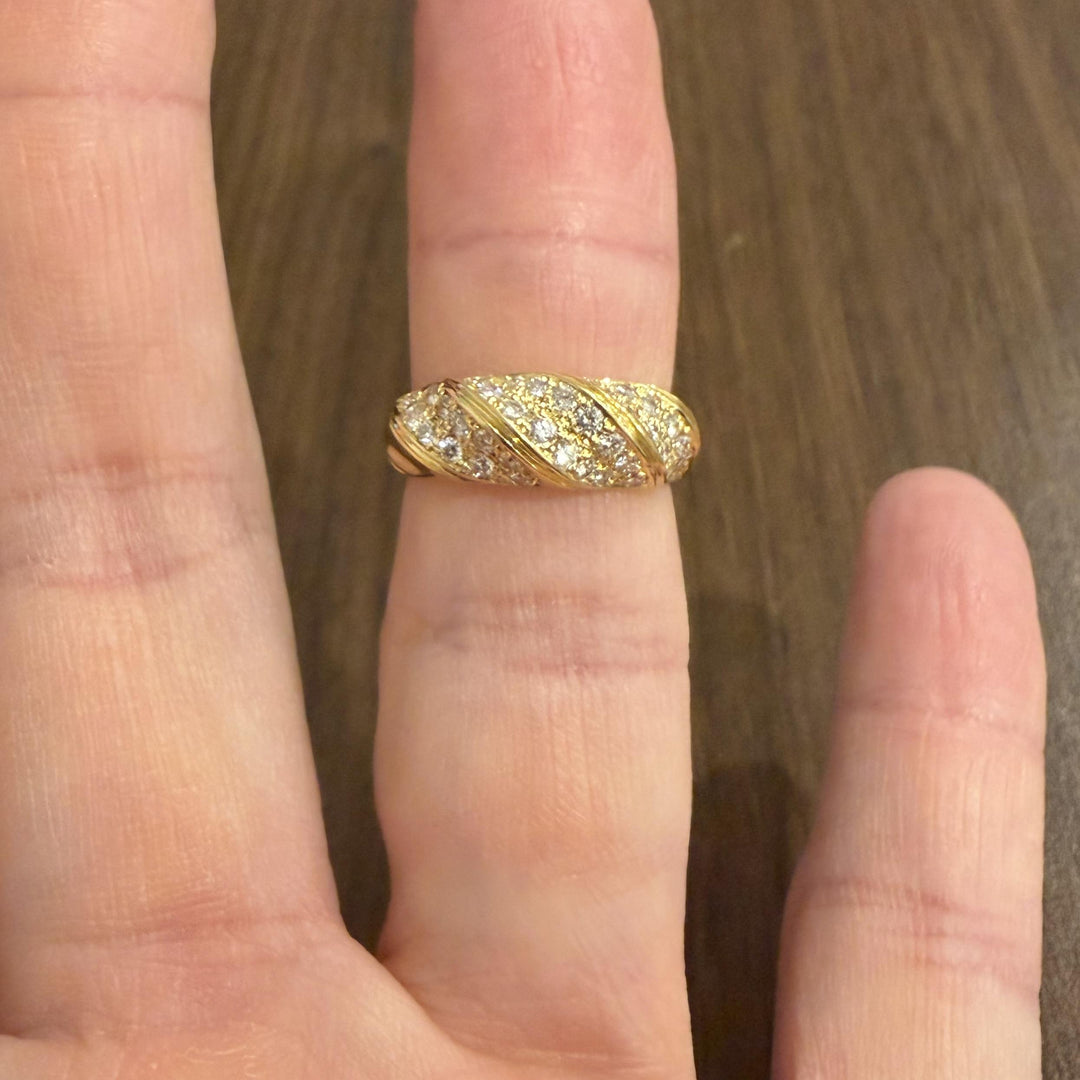 18k Yellow and 0.40cttw Pave Set Diamond Twist Ring Size 6.25