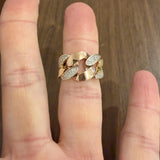 18k Yellow White and Rose Gold 0.22cttw Pave Cuban Link Band Ring Size 7
