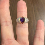 14k Yellow Gold Amethyst Pink Sapphire and Diamond Ladies Ring Size 7