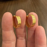 22k Yellow Gold 4.6g Vintage Ribbed Hoop Huggie Earrings 0.75"
