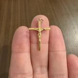 19k Portuguese Yellow Gold 1g Vintage Cross Crucifix Pendant 1.25"