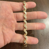 14k Yellow Gold and 2.50cttw Baguette Diamond Solid Wave Link Bracelet 7.25"