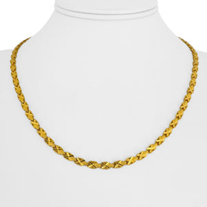 24k Pure Yellow Gold 18.9g Solid Diamond Cut Fancy X Link Necklace 18"