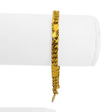 24k Pure Yellow Gold 18.2g Solid Diamond Cut Station Curb Link Bracelet 6.5"