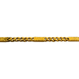 24k Pure Yellow Gold 18.2g Solid Diamond Cut Station Curb Link Bracelet 6.5"