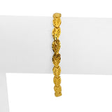 24k Pure Yellow Gold 8.9g Solid Diamond Cut Fancy Heart Link Bracelet 6.5"