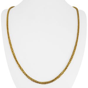 22k Yellow Gold 11.3g Squared 3mm Wheat Link Chain Necklace 24.5"