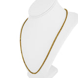 22k Yellow Gold 11.3g Squared 3mm Wheat Link Chain Necklace 24.5"