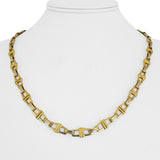 18k Yellow and White Gold 39.4g Solid Heavy Fancy Square Link Necklace Italy 20"
