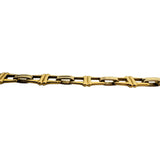 18k Yellow and White Gold 39.4g Solid Heavy Fancy Square Link Necklace Italy 20"