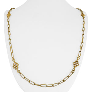 18k Yellow Gold 21.4g Solid Vintage Ribbed Station Cable Link Necklace 28"