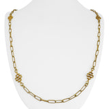 18k Yellow Gold 21.4g Solid Vintage Ribbed Station Cable Link Necklace 28"