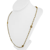 18k Yellow Gold 21.4g Solid Vintage Ribbed Station Cable Link Necklace 28"