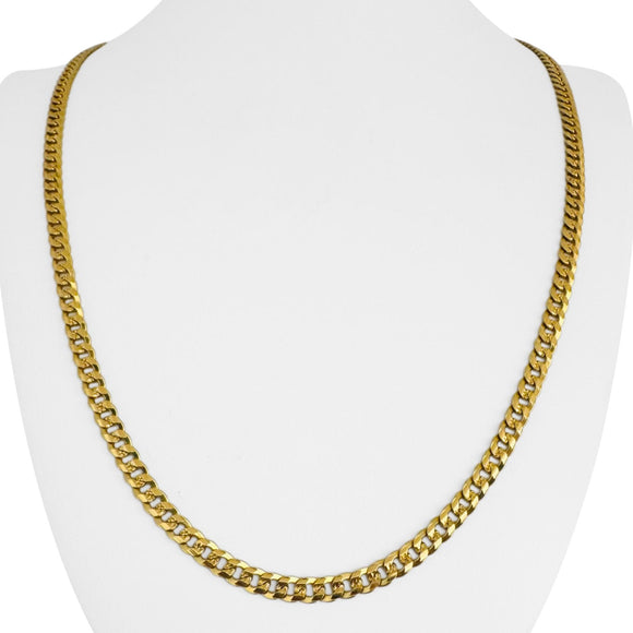 18k Yellow Gold 27.8g Solid Diamond Cut 4.5mm Curb Link Chain Necklace 23.5