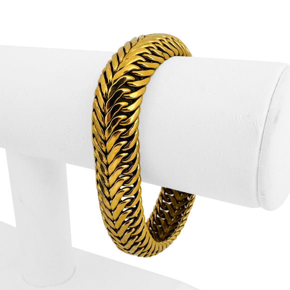 18k Yellow Gold 37.7g Heavy Thick 15mm Vintage Fancy Link Bracelet Italy 7.5