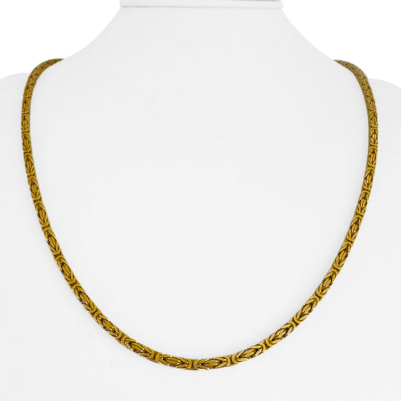 18k Yellow Gold 35.7g Solid Heavy Squared Byzantine Link Chain Necklace 23