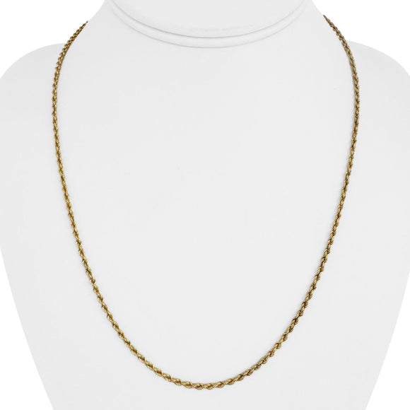 18k Yellow Gold 4.2g Hollow Light 2.2mm Milor Rope Chain Necklace Italy 20