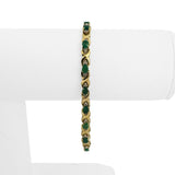 14k Yellow Gold Emerald and Diamond 9.2g Ladies X Link Bracelet 7.25"