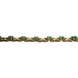 14k Yellow Gold Emerald and Diamond 9.2g Ladies X Link Bracelet 7.25"