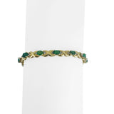 14k Yellow Gold Emerald and Diamond 9.2g Ladies X Link Bracelet 7.25"