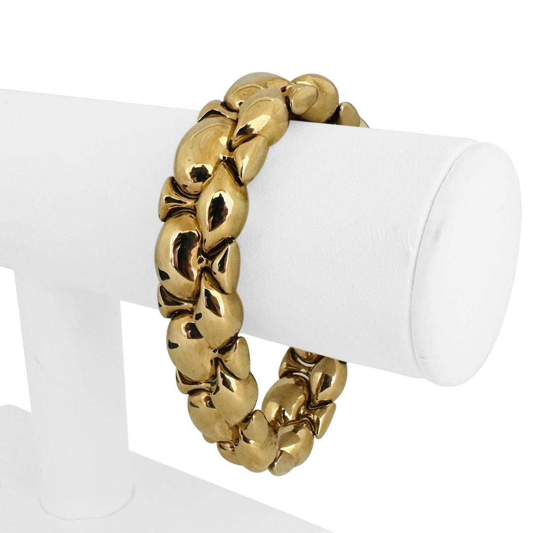 14k Yellow Gold 43.7g Polished Thick 16mm Puffed Fancy Link Bracelet Italy 7.5"