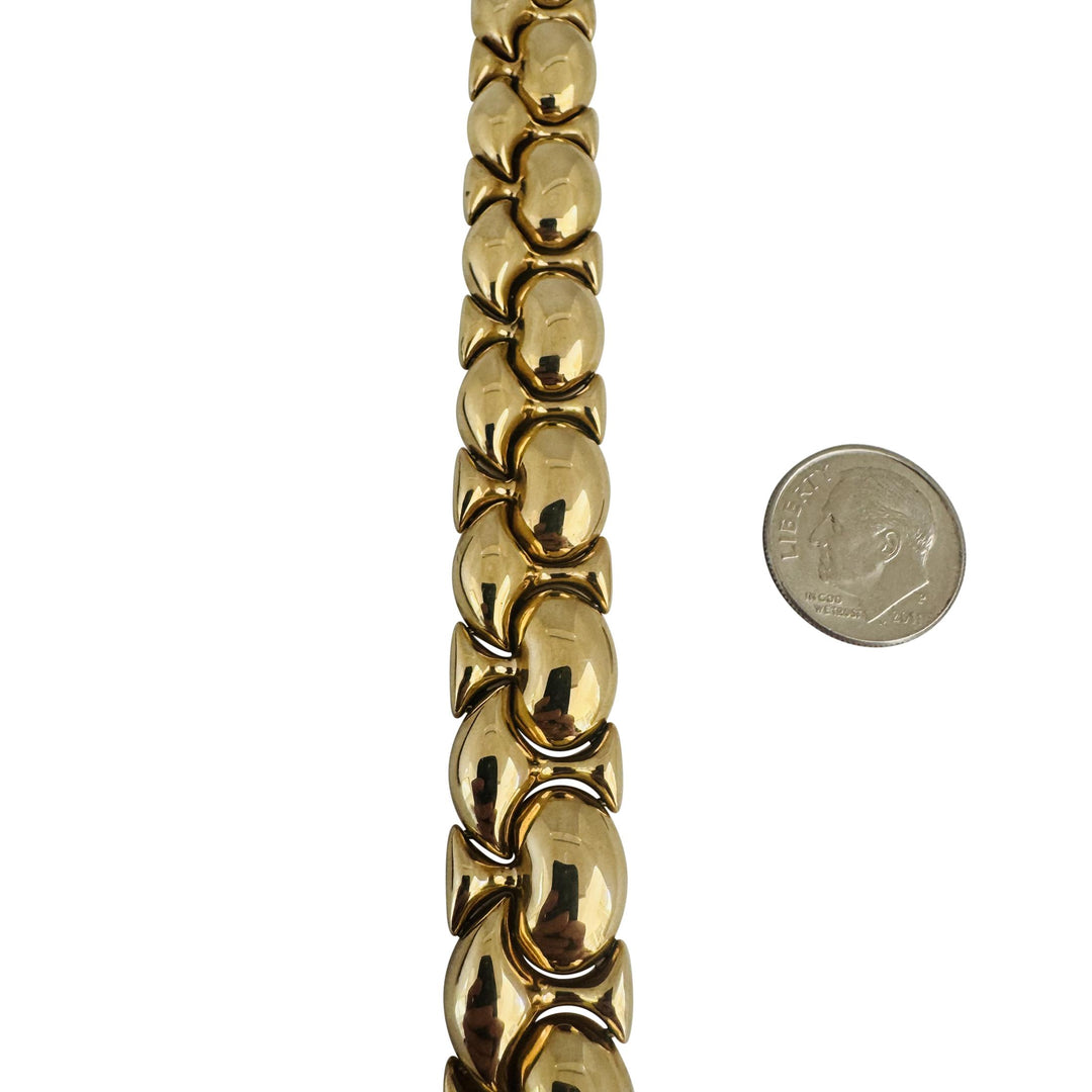 14k Yellow Gold 43.7g Polished Thick 16mm Puffed Fancy Link Bracelet Italy 7.5"