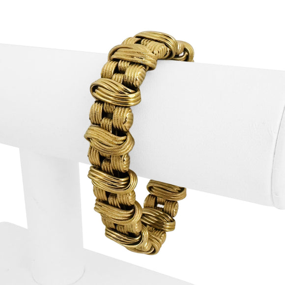 14k Yellow Gold 47g Ladies Heavy Thick 17mm Fancy Link Bracelet Italy 7.5