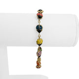 14k Yellow Gold and Enamel 3.6g Light Hollow Ladybug Link Bracelet 7"