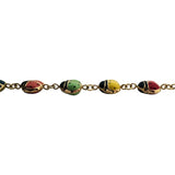 14k Yellow Gold and Enamel 3.6g Light Hollow Ladybug Link Bracelet 7"