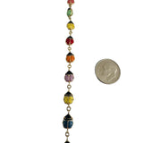 14k Yellow Gold and Enamel 3.6g Light Hollow Ladybug Link Bracelet 7"