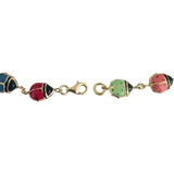 14k Yellow Gold and Enamel 3.6g Light Hollow Ladybug Link Bracelet 7"