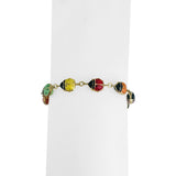 14k Yellow Gold and Enamel 3.6g Light Hollow Ladybug Link Bracelet 7"