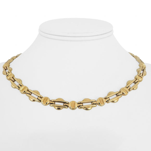 14k Yellow Gold 26.8g Ladies Polished 9.5mm Fancy Bar Link Necklace Italy 16