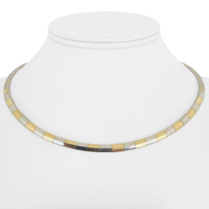 14k Yellow and White Gold 27.5g Solid Two Tone 4mm Omega Link Necklace Italy 16"