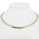 14k Yellow and White Gold 27.5g Solid Two Tone 4mm Omega Link Necklace Italy 16"