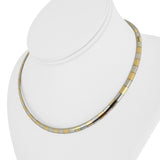 14k Yellow and White Gold 27.5g Solid Two Tone 4mm Omega Link Necklace Italy 16"