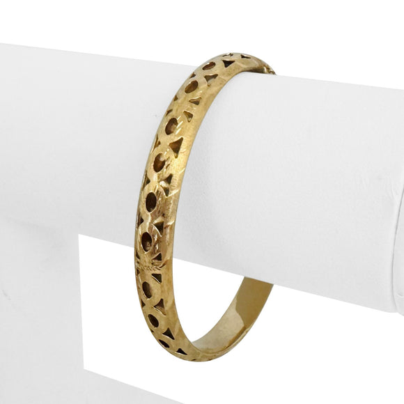14k Yellow Gold 11.2g Diamond Cut 8mm Brushed Finish Bangle Bracelet 6.75