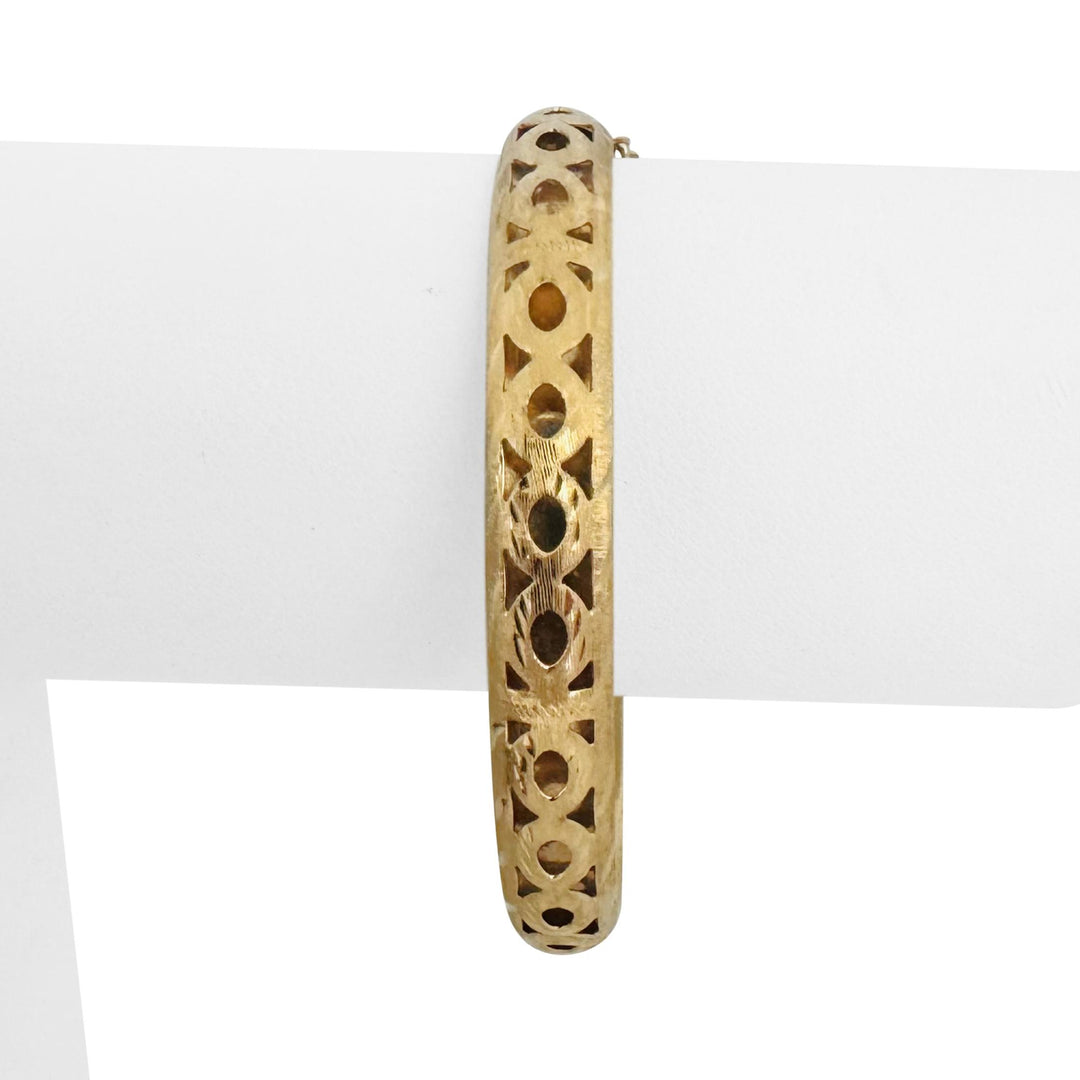 14k Yellow Gold 11.2g Diamond Cut 8mm Brushed Finish Bangle Bracelet 6.75"