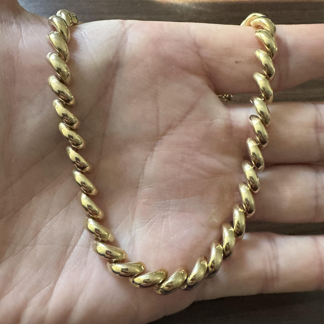 14k Yellow Gold 32.7g Ladies Polished 7.5mm San Marco Link Necklace 16"