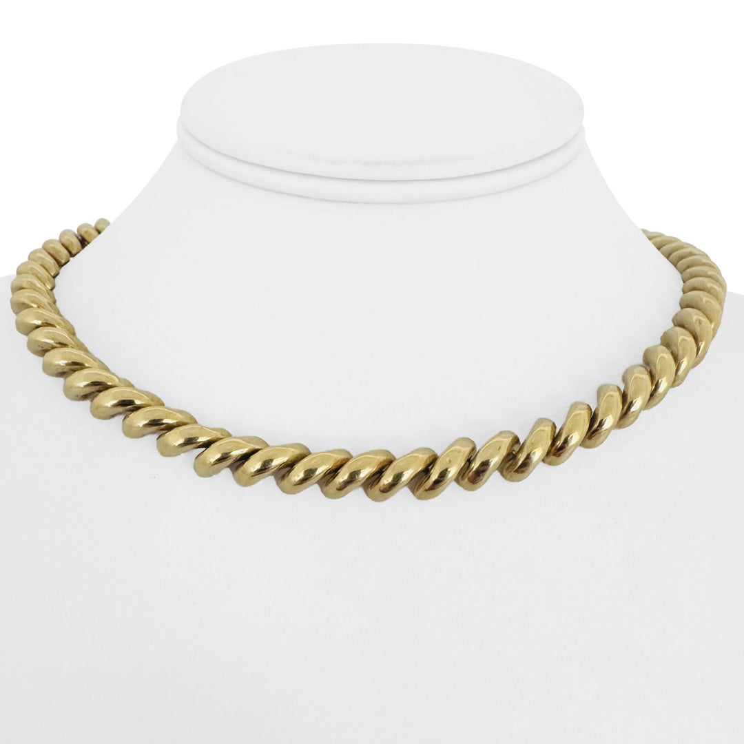 14k Yellow Gold 36.7g Heavy Polished 7.5mm San Marco Link Necklace Italy 16"