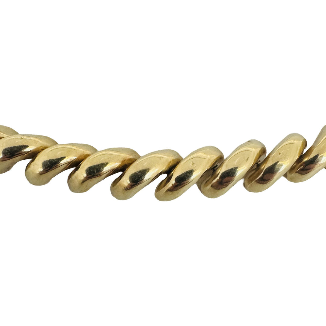14k Yellow Gold 36.7g Heavy Polished 7.5mm San Marco Link Necklace Italy 16"