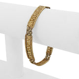 14k Yellow Gold 10.2g Vintage Greek Key 8mm Panel Link Bracelet Italy 7"