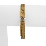 14k Yellow Gold 10.2g Vintage Greek Key 8mm Panel Link Bracelet Italy 7"